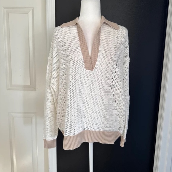 NWT TORRID Collared Pullover Sweater Ivory with Beige/Tan
size 0 or Large - Picture 8 of 12